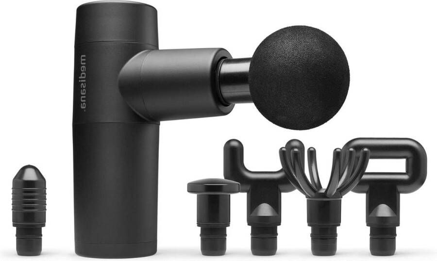 Mini massagepistool 6 massagekoppen vibratiestanden zelfmassage schouder borst rug LED-controlelampje opbergtas