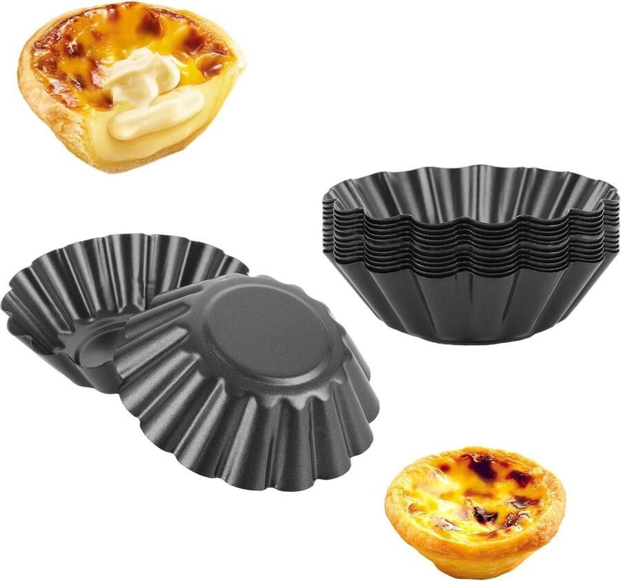 Mini muffinvormen van koolstofstaal 12 stuks 7.5 cm Tartelette vormpjes Anti-aanbak muffinplaat Voor pudding cake muffin tartelette vormen