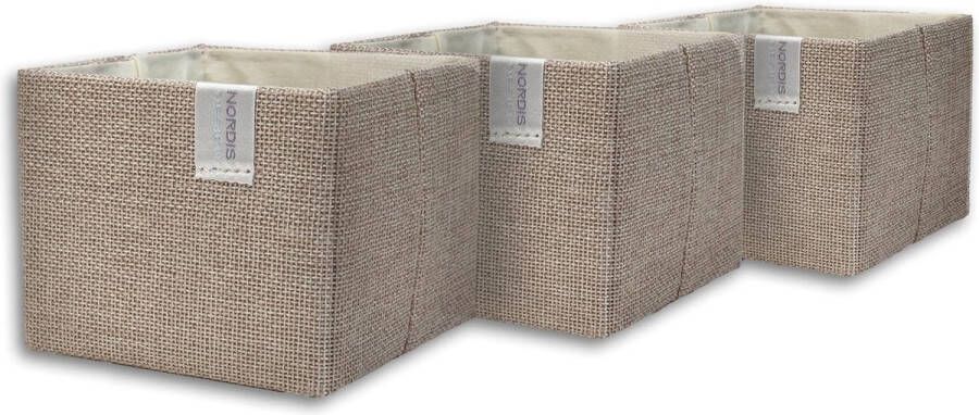 Mini-opbergmandjes 3-delige set (11 x 11 x 9 cm) premium opbergmand klein als opbergdoos voor badkamer organizer wikkelcommode gebruiksvoorwerp en premium organizer stof beige