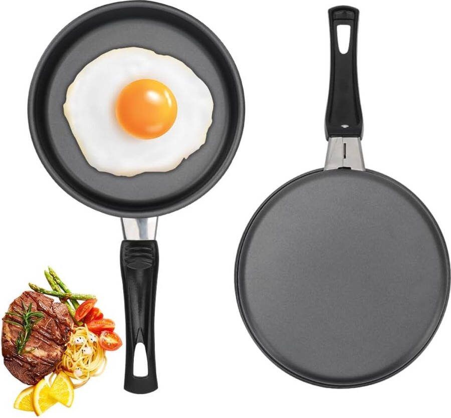 Mini-pan voor een ei 14 cm mini-eierbraadpan met handvat hittebestendig anti-aanbaklaag draagbaar camping koken omeletpan voor gasfornuis inductiekookplaat