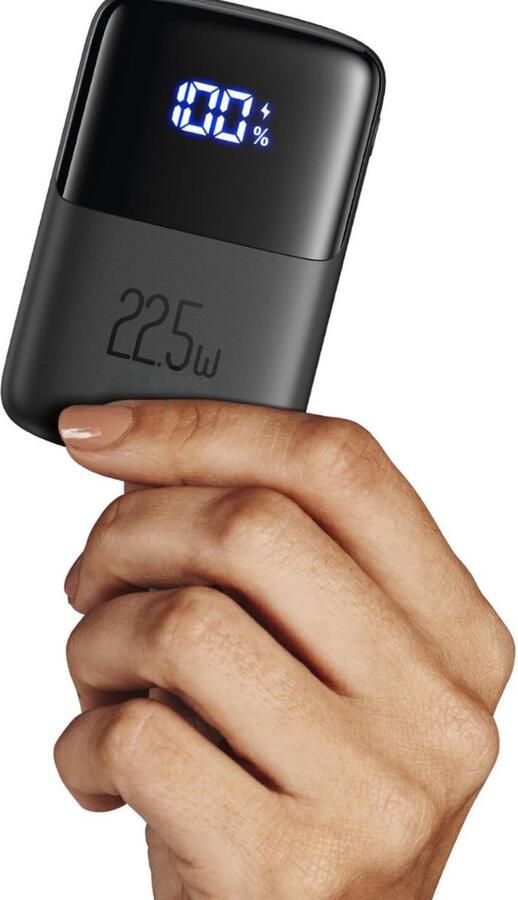 Mini Powerbank USB-C Snellader LED-Display Draagbare Oplader 3 USB Poorten