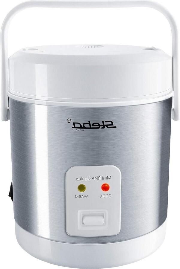 Mini-rijstkoker 09 liter volume eenvoudige bediening warmhoudfunctie anti-aanbaklaag draaggreep incl. rijstlepel & maatbeker