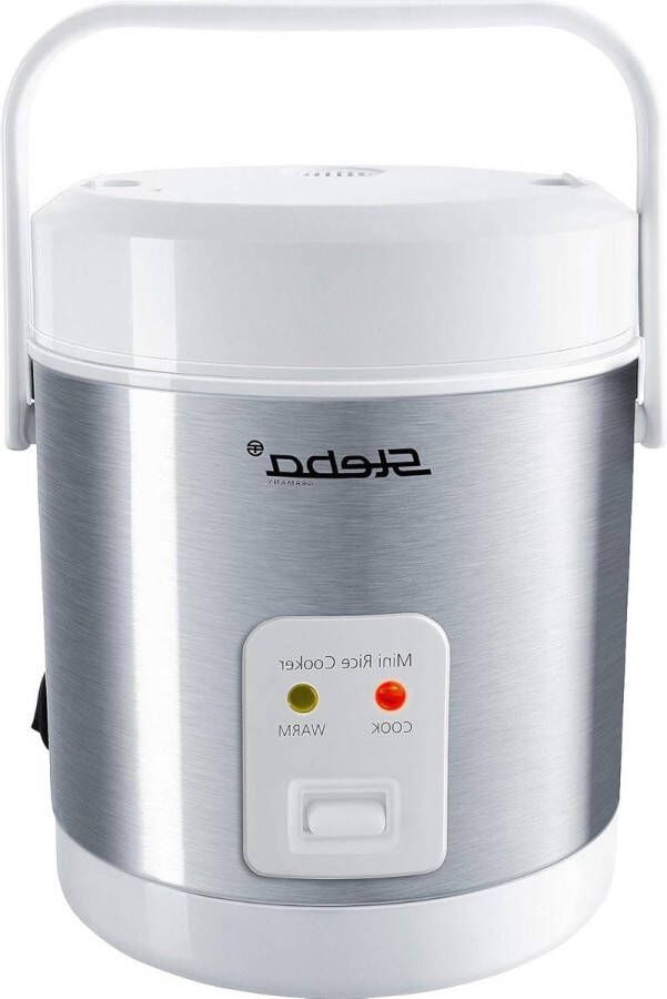 Mini-rijstkoker 09 liter volume eenvoudige één-knop bediening warmhoudfunctie binnenpot met anti-aanbaklaag controlelampje draaggreep incl. rijstlepel & maatbeker