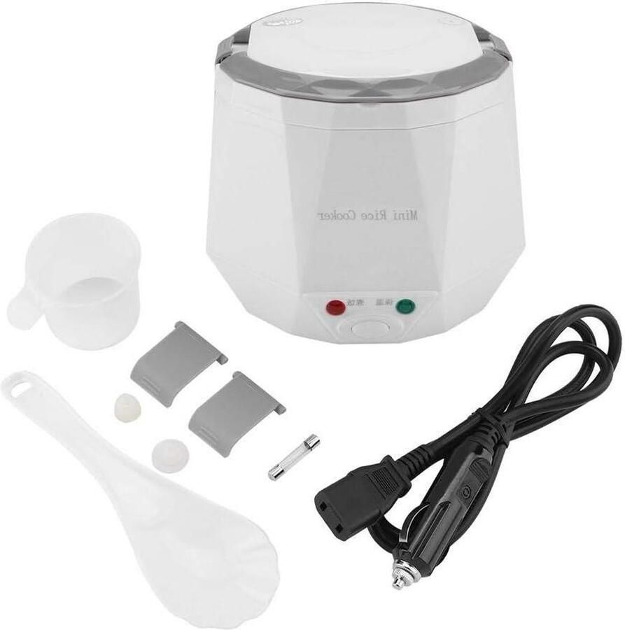 Mini Rijstkoker 24V 140W 1.3L Elektrische Voedselstomer Voor Auto Multifunctioneel Voedsel Stoomboot Draagbaar Rijst Koken Hulpmiddel voor Vrachtwagen (Wit)