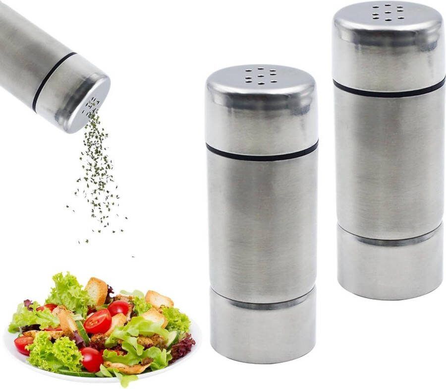 Mini roestvrijstalen zoutvaatjes set van 2 kruidenstrooier voor zout en peper huis keuken restaurant eettafel bento Zoutvaatje