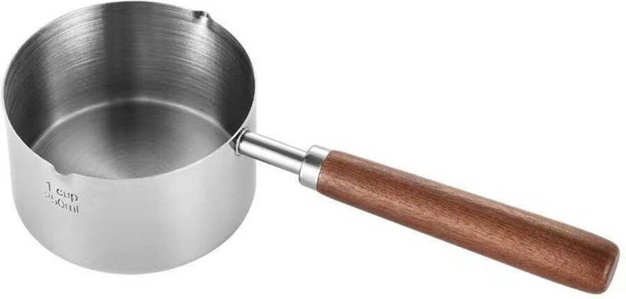 Mini sauspan chocoladepot roestvrijstalen sauspan met schenktuit mini boter koffiemelk steelpan kleine antiaanbakpan 250 ml 20.5 cm