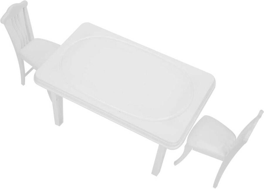 Mini Speelhuis Tafel Stoel Set Leuke Witte Pop Miniatuur Simulatie Meubels Speelset Kinderen Kids Poppen Accessoires Eettafel Stoelen poppenstoel