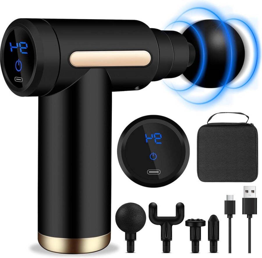 Mini spiermassagepistool draagbaar massagepistool met 6 instelbare snelheden super stil massagepistool met 4 koppen ontspannend en effectief Massage Gun