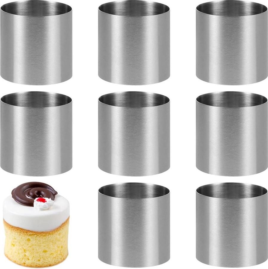 Mini-taartring dessert set van 8 stuks met kleine cakevorm en kookringen voor cake salades en chocolademousse Cake ring