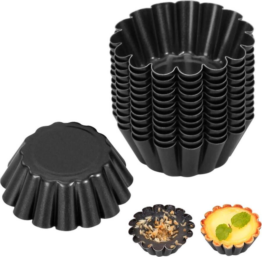 Mini-taartvormen 63 x 24 cm metaal 12 stuks voor kleine tarteletvormpjes taartpan tartelette vormpjes fruitcakevorm chocola dentaarten quiches muffins tartelette vormen