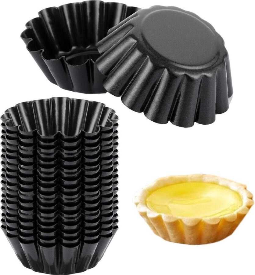 Mini-Tarteletvormpjes 20 stuks Muffin Bakvorm van Koolstofstaal Anti-aanbak Mini-Taartvormen voor Pudding Cake Cupcake Muffin Diameter 65 cm tartelette vormen