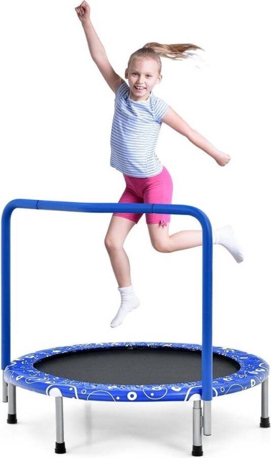 Mini Trampoline Fitness Trampoline Met verstelbare Stang – Voor Jongens En Meisjes – Kleine Kinder Trampoline Met Duurzame Afdekking– Voor Binnen En Buiten – Draaglast 150kg