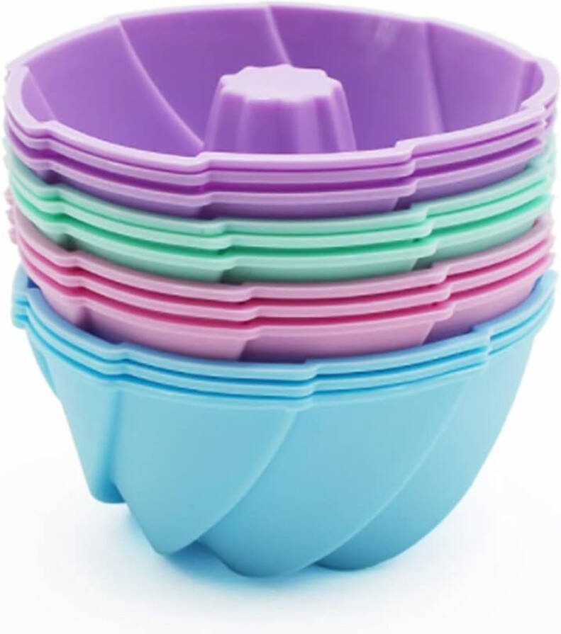 Mini-tulbandvorm siliconen 12 stuks herbruikbare muffinvormpjes cupcake kleine cakevorm mini tulbandvorm Ø 7 8 cm hoogte 3 6 cm lila 12 stuks