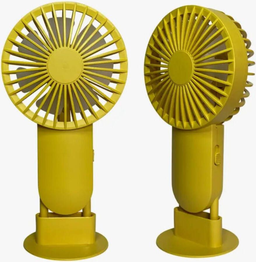 Mini ventilator- hand ventilator krachtig oplaadbaar USB geel gadget