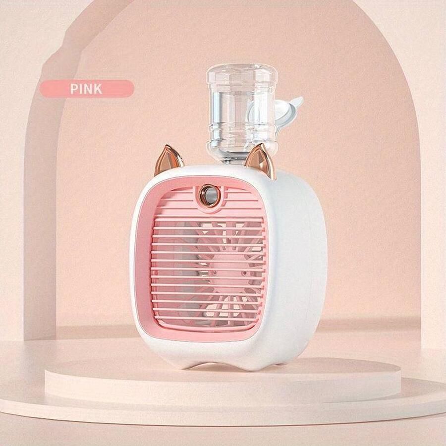 Mini vernevelingsventilator usb roze 3-snelheden luchtkoeler