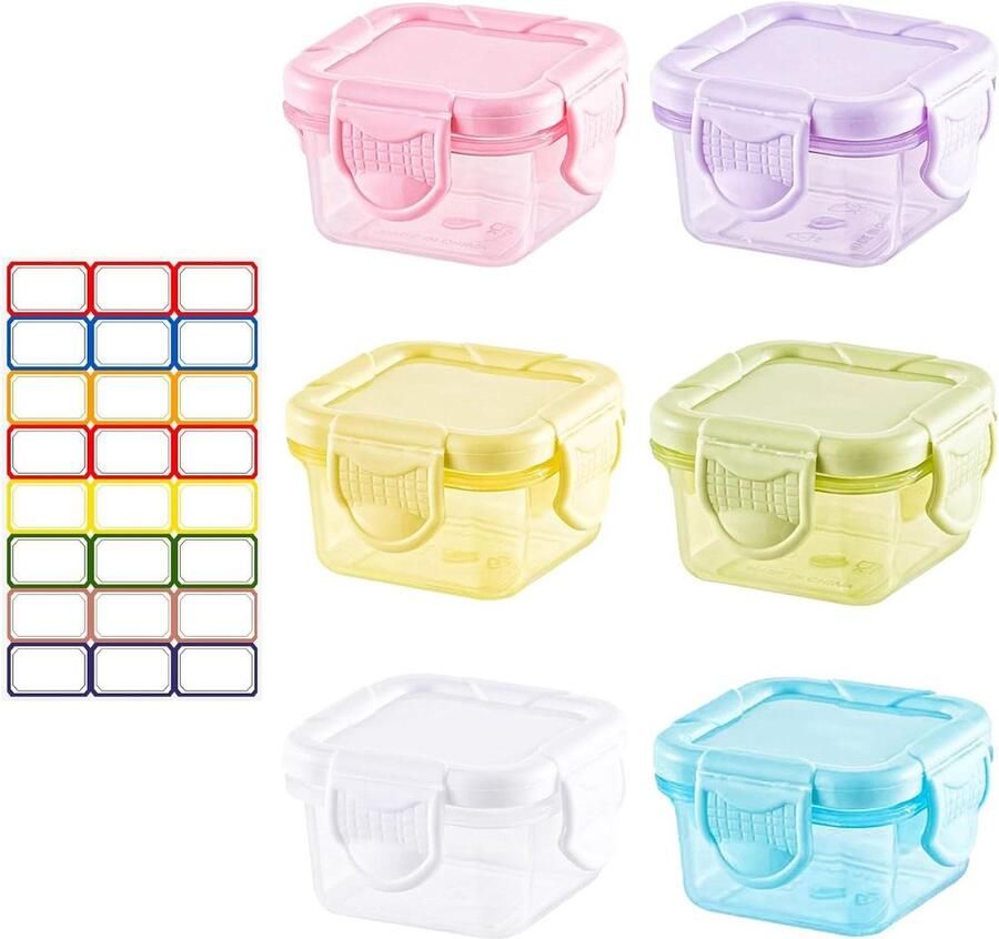 Mini-vershouddozen 6 stuks kleine snackdoosjes voorraaddozen set sauzencontainers magnetronbestendig magnetron bakjes met deksel