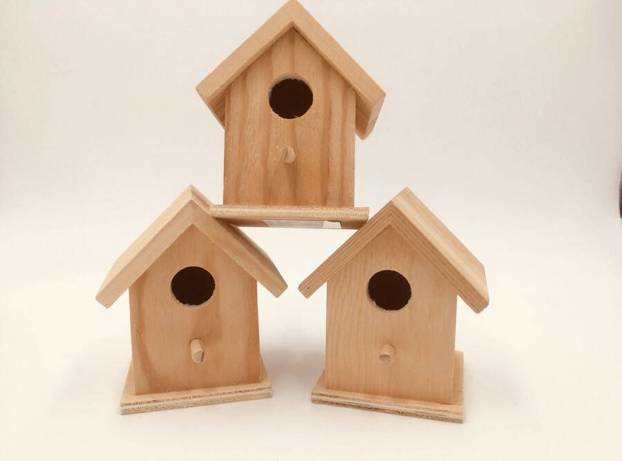 Mini Vogelhuisjes 7x7x10cm set van 3 stuks hout onbehandeld EFCO 1432698