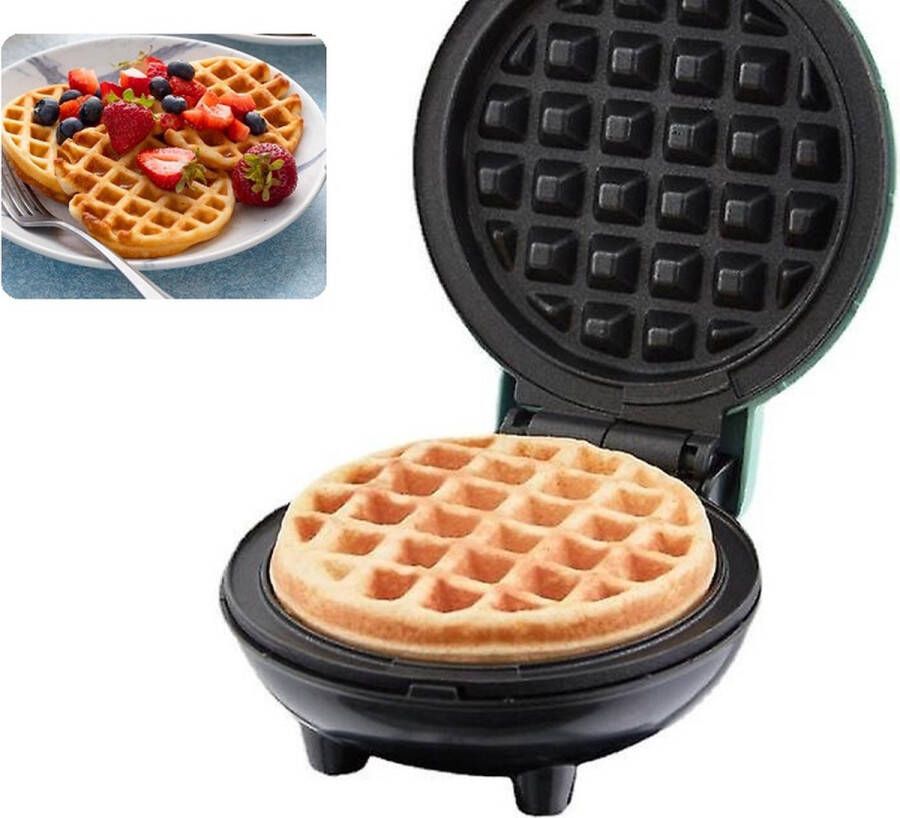 A&K Mini Wafelijzer Wafelmaker Waffle Maker Anti-Aanbaklaag 350 Watt Zwart