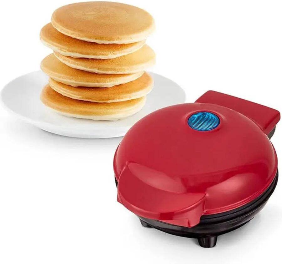 Mini waffel maker Waffel machine Elektrisch Waffel maker Multifunctioneel Ontbijtmachine -Mini Pannenkoeken Maker Machine Elektrische Ronde Bakplaat Rood
