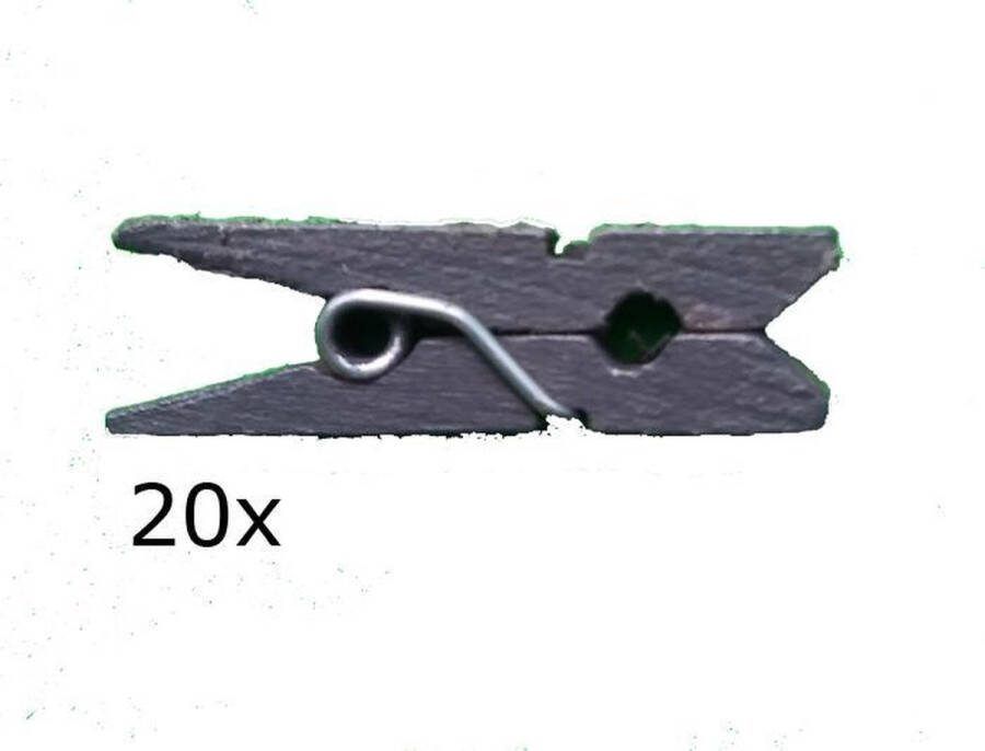 Mini wasknijpers donkergrijs 20 stuks
