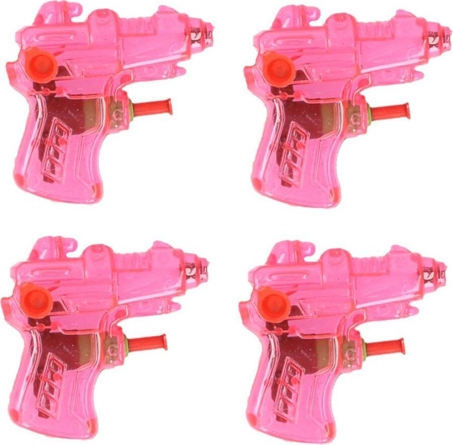 Merkloos Mini waterpistool 4x roze kunststof 8 centimeter zomer speelgoed Waterpistolen