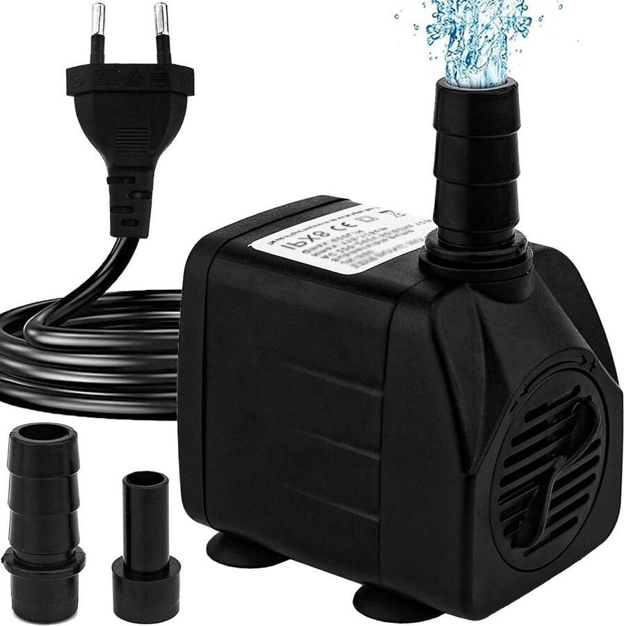 Mini-waterpomp ultrastil (600 l h 10 W) aquariumpomp met hoge slag fonteinpomp 15 m netsnoer 2 sproeiers aquaria vijver fonteinen hydrocultuur fonteinpomp
