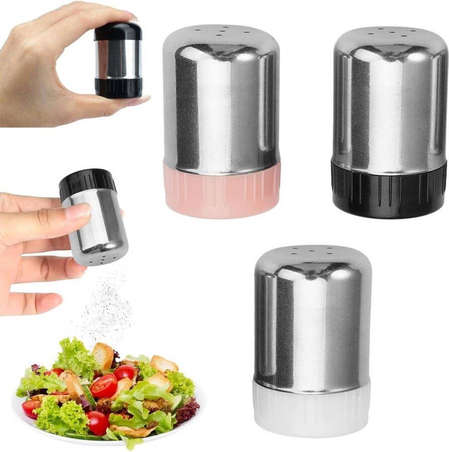Mini Zoutvaatje Roestvrij Staal Peper En Zoutvaatje Onderweg Kruidenvaatje Draagbaar Zoutvaatje Lunchbox Bento Box Kantoor Camping Zoutvaatje