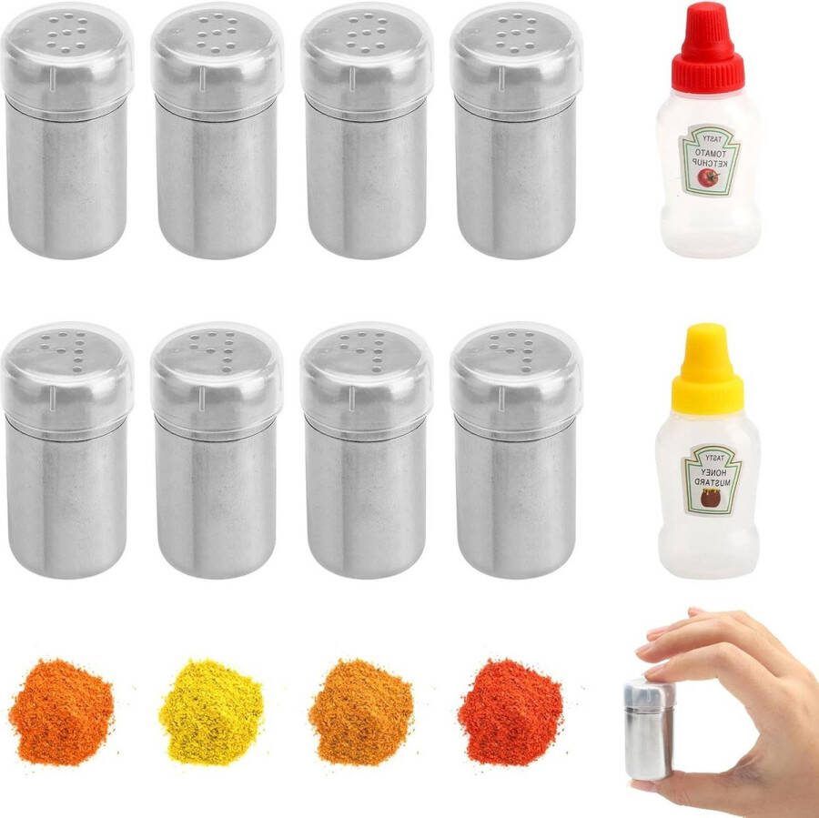 Mini-zoutvaatjes 5 ml roestvrij staal zout en peperstrooier kruidenstrooier camping outdoor bentobox grill spice Zoutvaatje