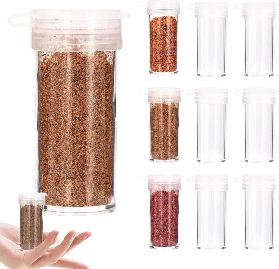 Mini zoutvaatjes plastic met deksel 10 stuks zout- en pepervaatje voor bentobox buitengrill en huiskruiden camping-kruidenset Zoutvaatje