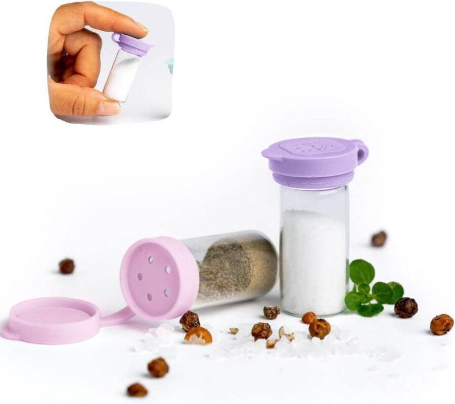 Mini-zoutvaatjes set van 2 5 ml extra kleine zoutvaatjes onderweg camping bentobox lavendel Zoutvaatje