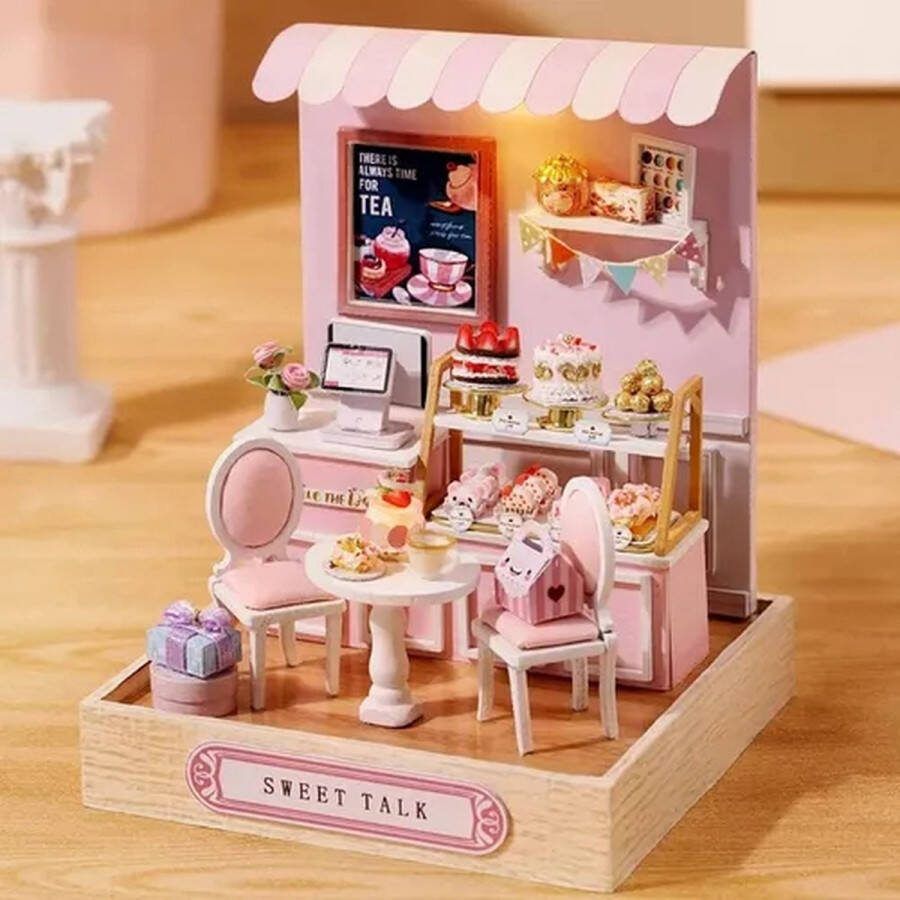 Miniatuur Bouwpakket Volwassenen bakkerij -bakery taarten bakker taarten winkel Studio Modelbouw Knutselen – Poppenhuis DIY Dollhouse leuk voor de donkere dagen