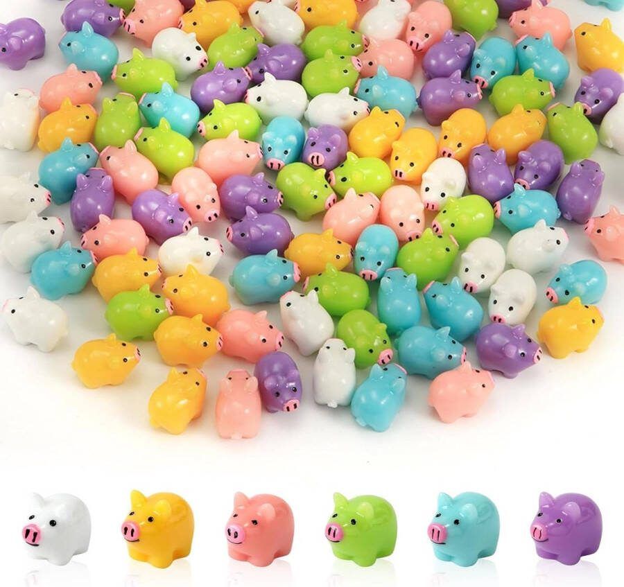 Miniharsvarkens Miniatuurvarkensfiguren Miniatuurbeeldjes Kleine Varkens Gekleurd Piggy Miniharsdieren voor Miniatuurlandschap Tuin Poppenhuis Potplant Decor (6 Kleuren)
