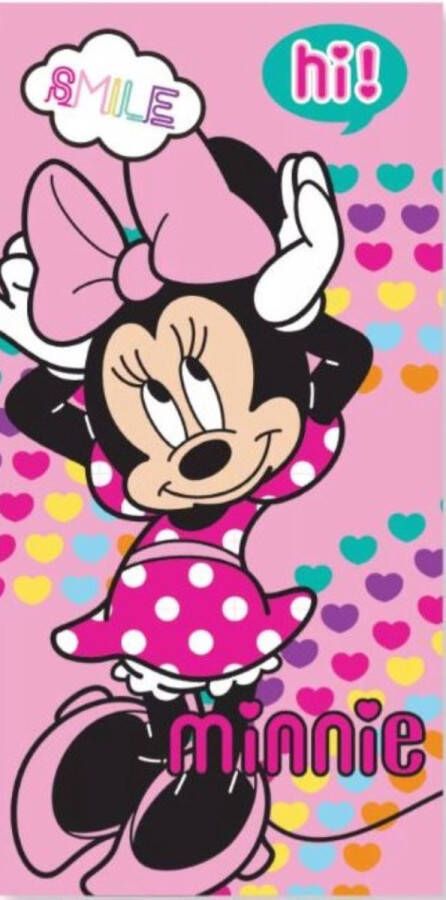 Minnie Mouse Strandlaken Badlaken Hearts Sneldrogend 70x137 cm Handdoek