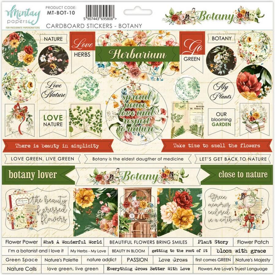 Mintay Papers cardboard stickervel MT-BOT-10 Botany
