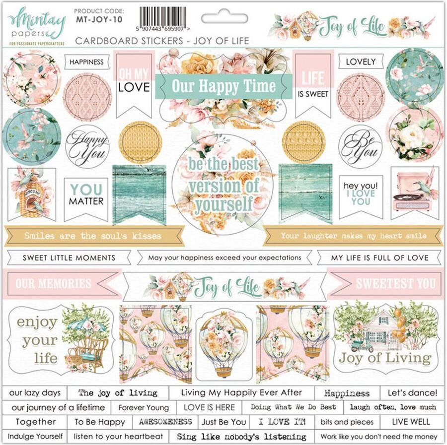 Mintay Papers cardboard stickervel MT-JOY-10 Joy of Life