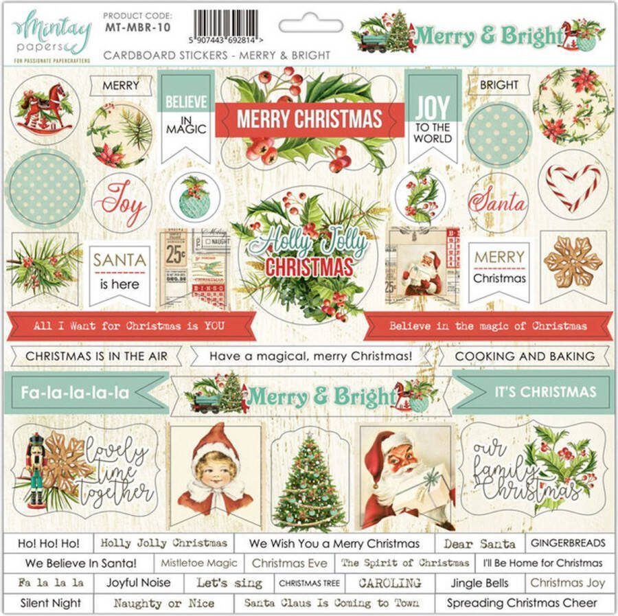 Mintay Papers cardboard stickervel MT-MBR-10 Merry and Bright