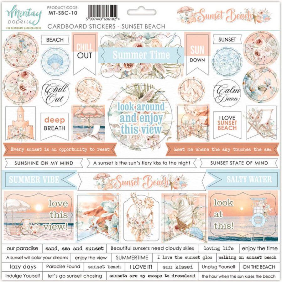 Mintay Papers cardboard stickervel MT-SBC-10 Sunset Beach