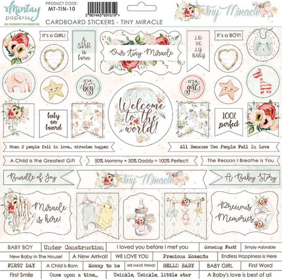 Mintay Papers cardboard stickervel MT-TIN-10 Tiny Miracle