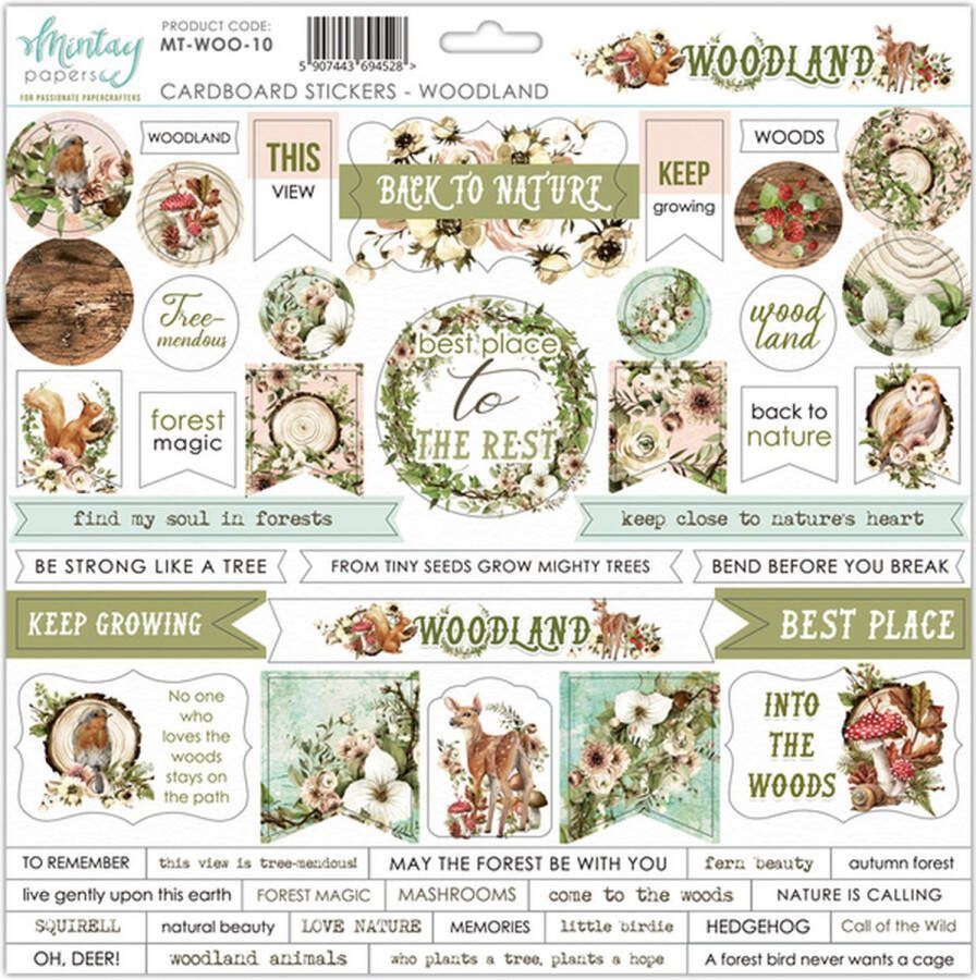 Mintay Papers cardboard stickervel MT-WOO-10