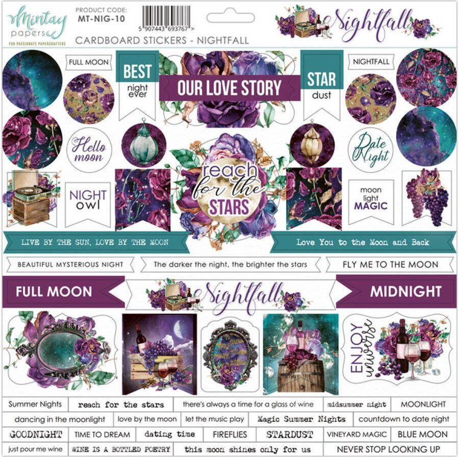 Mintay Papers cardstock stickervel MT-NIG-10 Nightfall