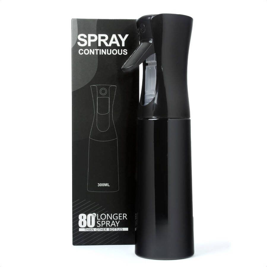 Mist Spray Bottle & Waterverstuiver 300ML Waterspuit Kapper en Krullen Sprayflacon Haar Verstuiver Mist sprayer & plantenspuit Vrij van BPA Zwart