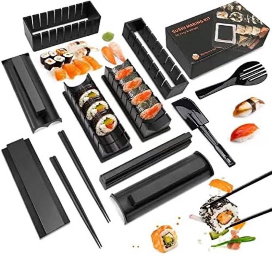 MLRYH Sushi Maker Set van 12 Sushi-vormen set voor het bereiden van sushi rijst rol sushi-maker doe-het-zelf keuken complete set geschikt voor beginners