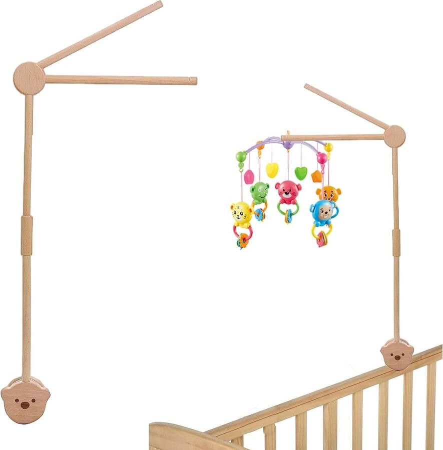 Mobiele houder hout voor babybed mobiele houder hout voor ophanging mobiele muziekdoos windpsiel DIY baby mobiele houder frame stang kinderbed box commode windgong bed bel Brons Tamaño de