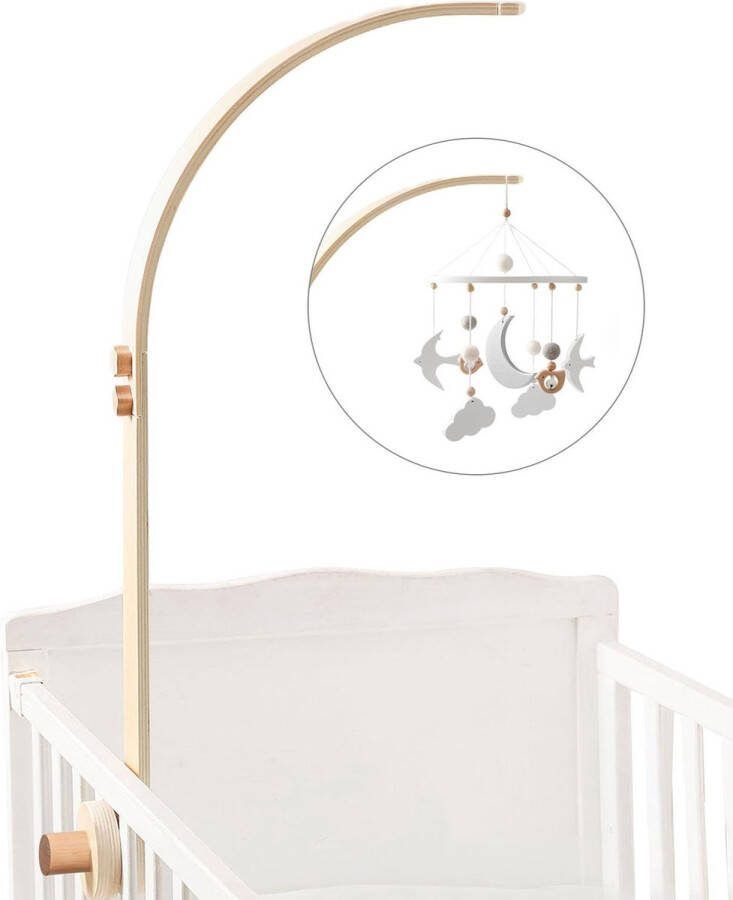 Mobiele houder van hout voor babybed belhouder mobiele houder luiertafel mobiele houder frame stang voor kinderbed muziekdoos windgong bedbel