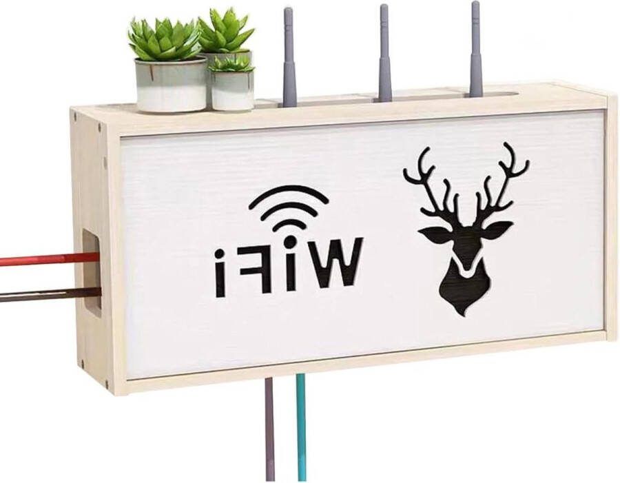 Modemhouder voor aan de muur kabelmanagement oplossing voor wifi-router verborgen kabels beige