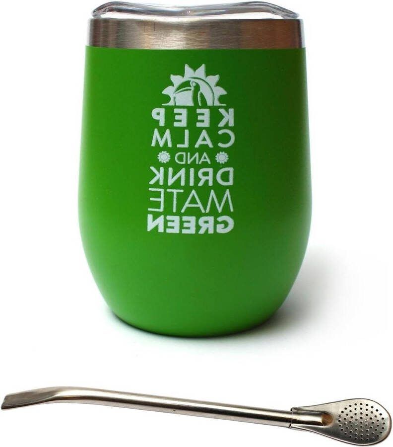 Moderna groene set met stalen rietje Bombilla 350 ml roestvrij stalen beker voor Yerba Mate ideaal voor reizen outdoor thee wijn bier Yerba Mate Cup