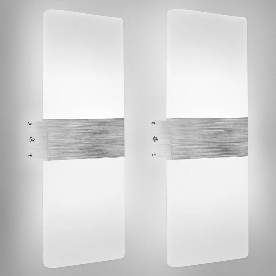 Moderne 12 W Led Wandlamp Binnen Koud Wit 6500 K Acryl Wandverlichting 2 Stuks Voor Woonkamer Slaapkamer Gang