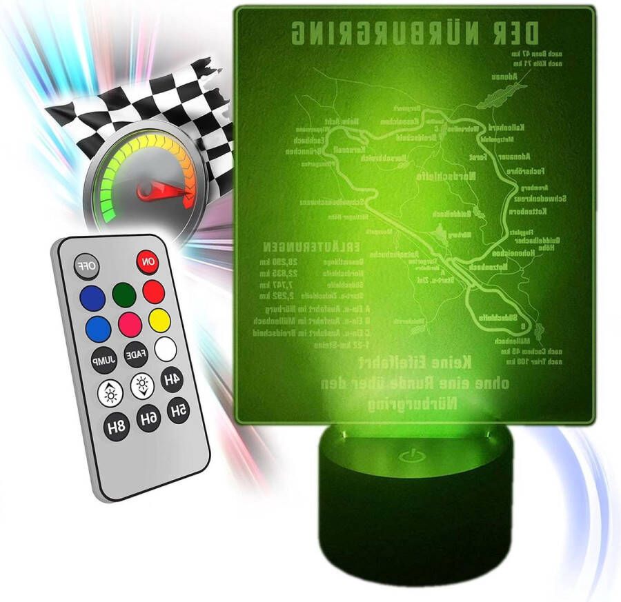 Moderne 3D-weergave Nürburgring decoratie acryllamp 6 kleuren schakelaar nachtlampje cadeau-idee racefans Cool plate