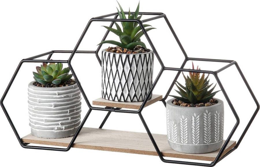 Moderne kunstplant met metalen houten bok voor wanddecoratie set van 3 kunstplant in geometrisch keramiek badkamerdecoratie wanddecoratie plankdecoratie tafeldecoratie