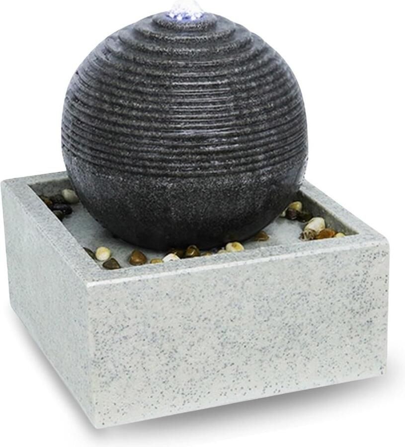 Moderne LED Fontein voor Binnen en Buiten Grote Witte Decoratieve Fontein voor Tuin en Terras Zen Ontspannende Tafeldecoratie H 34 x 30 x 30 cm